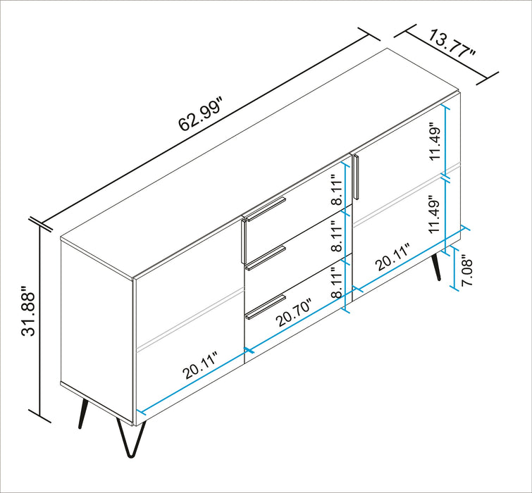 Manhattan Comfort Beekman 62.99” Sideboard with 4 Shelves - Brown & Pink