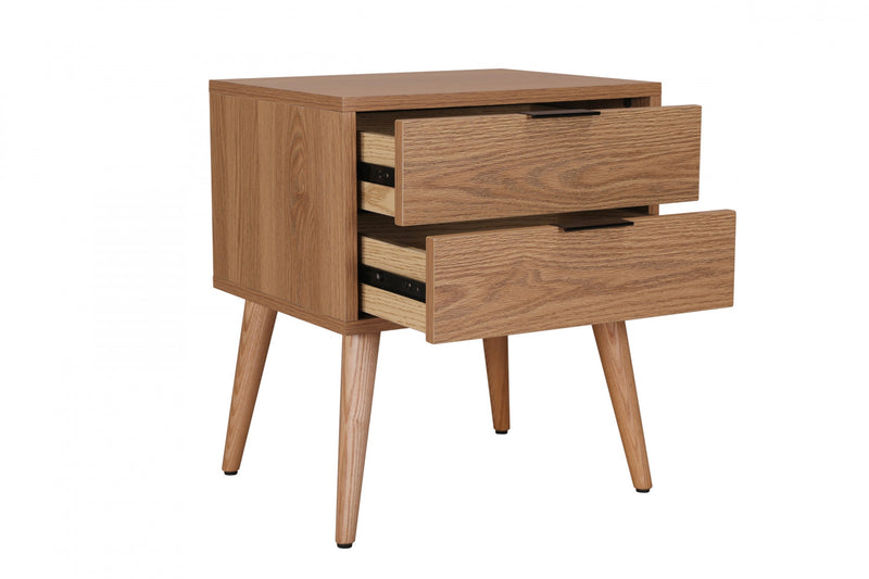 Flashby Nightstand With 2 Drawers, Faux Natural Wood