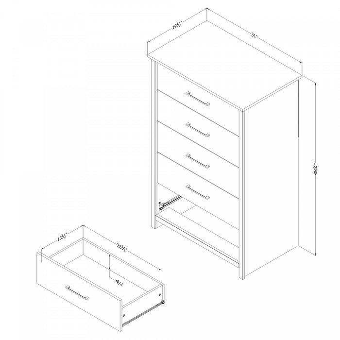 Fernley 5-Drawer Chest - White Pine