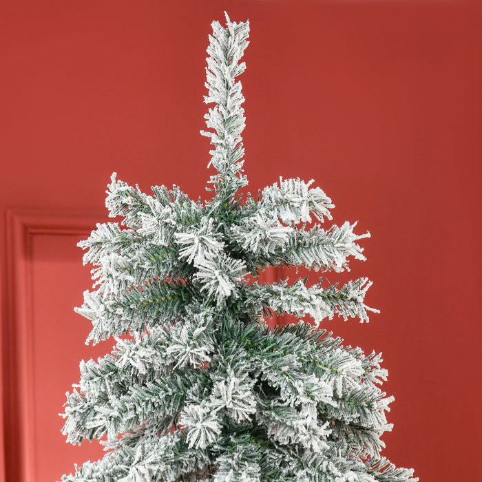 Homcom 7ft Artificial Snow Flocked Christmas Tree With 1083 Branch Tips