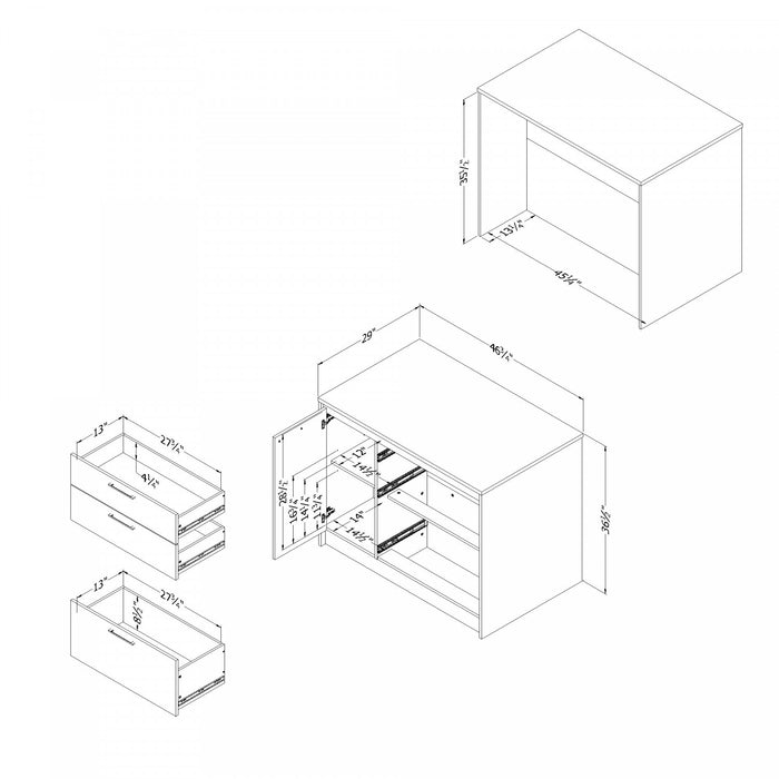 Myro Kitchen Island With Door And Drawers - Faux White Marble And Blonde Oak