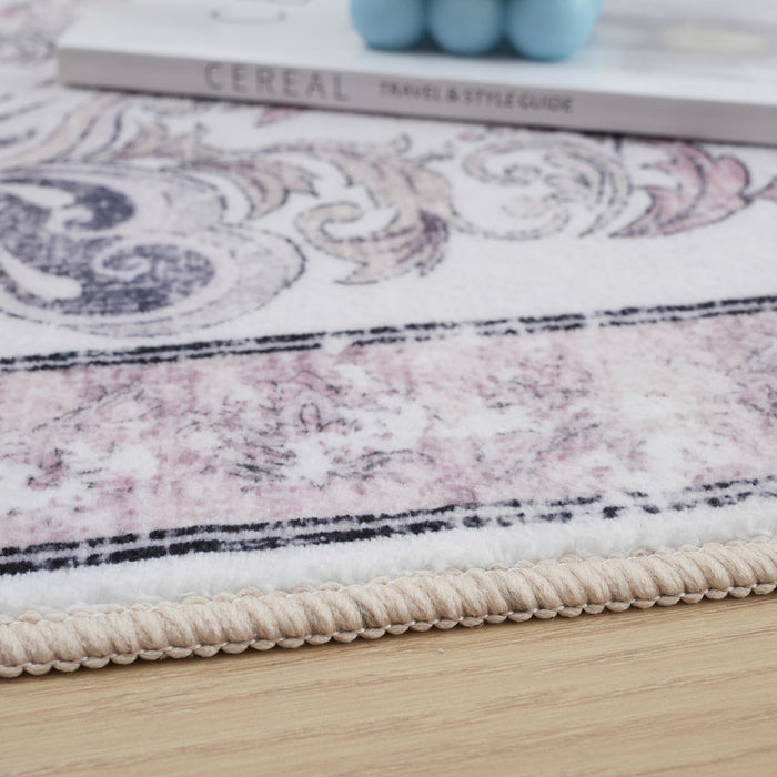 Aqua Primavera Washable Non-slip Low Pile Area Rug 8'x10'