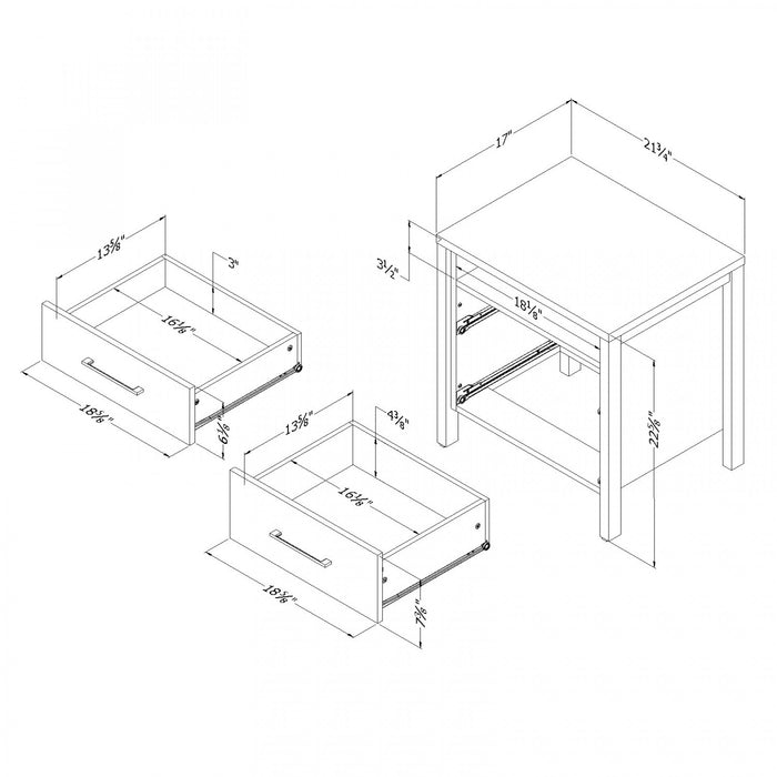 Munich 2-drawer Nightstand - White And Soft Elm