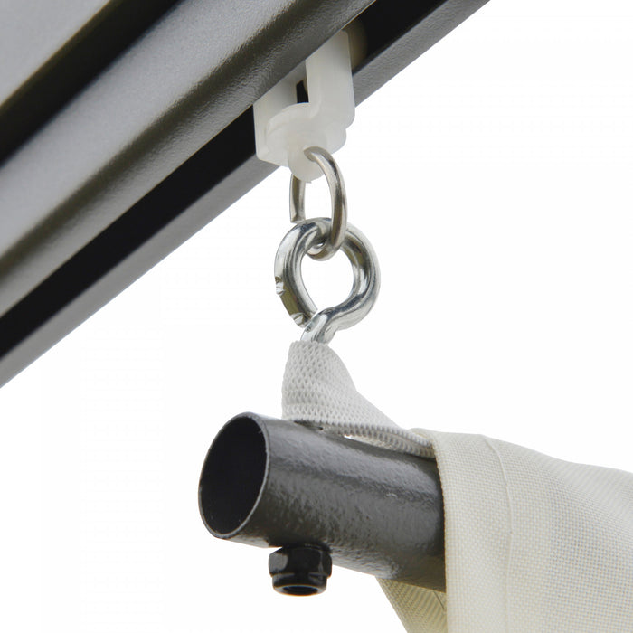 Outsunny 10'x10' Outdoor Pergola Gazebo With Retractable Canopy & Metal Frame & Pa Coated Sun Shelter Door Porch Cover, Cream White