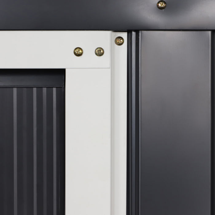 Outsunny 11' X 13' Practical Backyard Garden Storage Tool Shed Double Sliding Door 4 Ventilation Slots, Grey