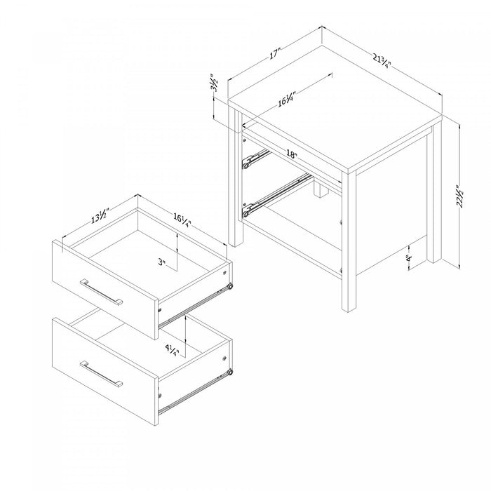 Gravity 2-Drawer Nightstand - Natural Ash