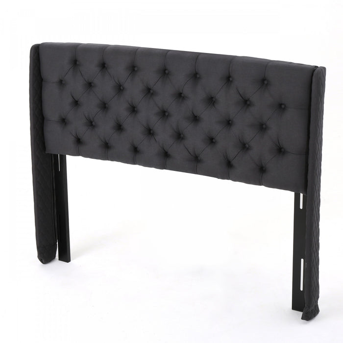 Hansen Upholstered Wingback Headboard With Button Tufting,king Size,black