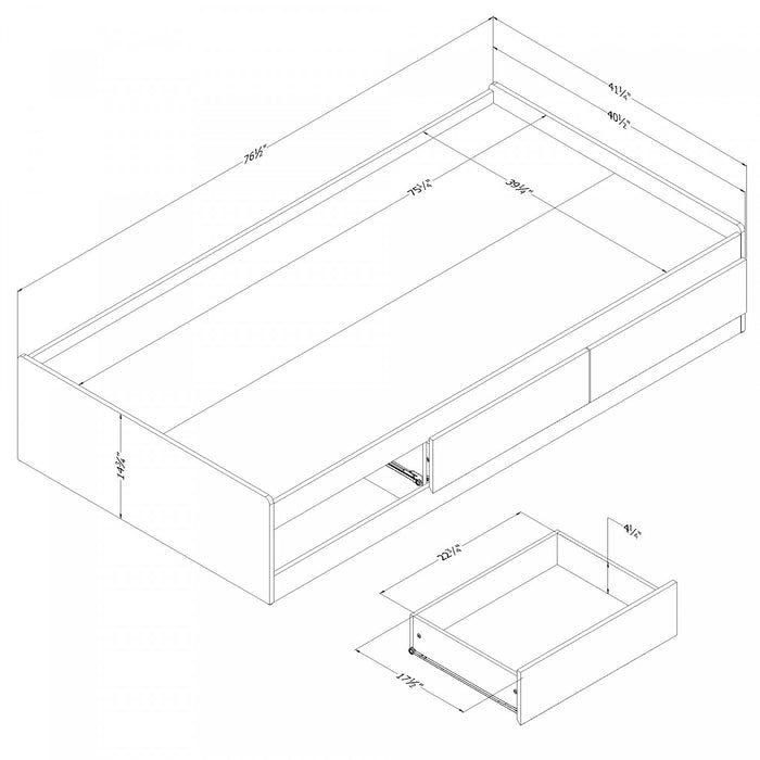 Yodi 3-Drawer Twin Mates Bed - Natural Walnut