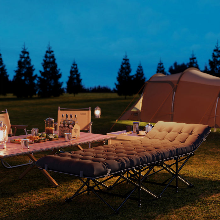 Outsunny Camping Cot For Adults With Mattress, Folding Bed, Dark Grey