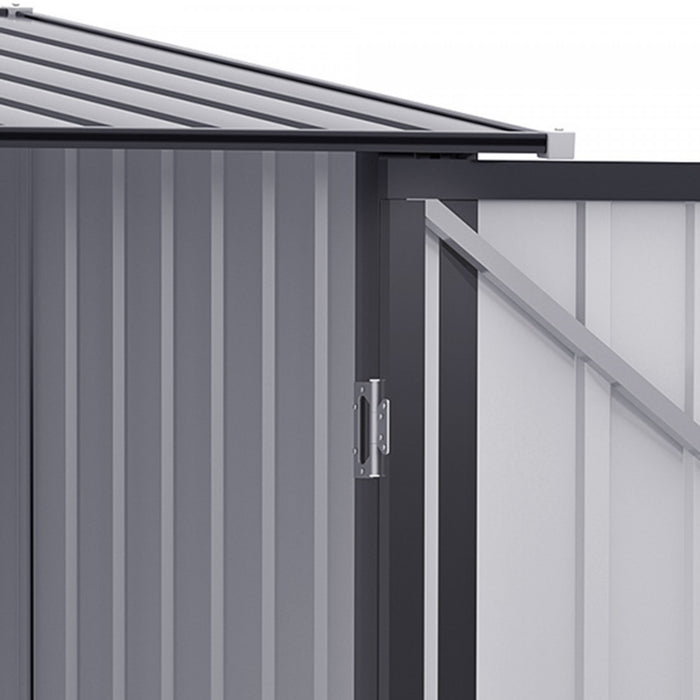 Outsunny 3.3' X 3.4' Lean-to Garden Storage Shed, Outdoor Galvanized Steel Tool House With Lockable Door For Patio, Backyard Lawn, Dark Gray