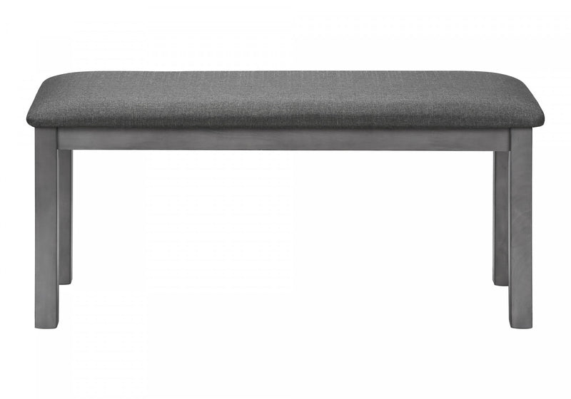 Bench Rectangular Wood Fabric Dining Room Kitchen Entryway Grey Transitional