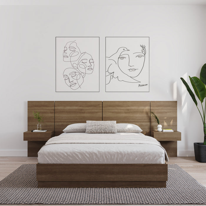 Nordika Milano Floating Nightstand Extension Panel Set Of 2 - Brown Oak