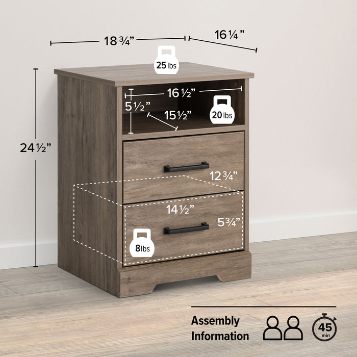 Prepac Rustic Ridge Farmhouse 2-Drawer Nightstand - Brown