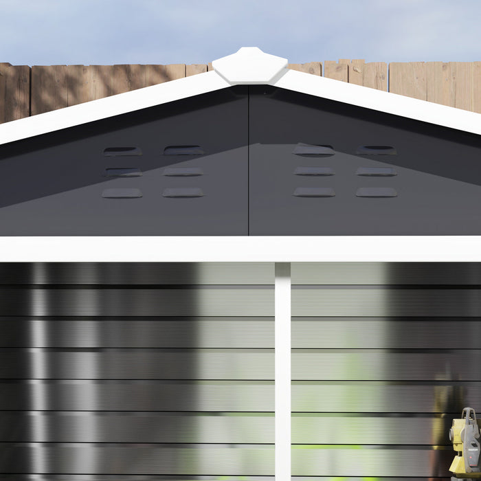 Outsunny 8'x7' Outdoor Storage Shed Garden Shed W/ Lock, Dark Grey