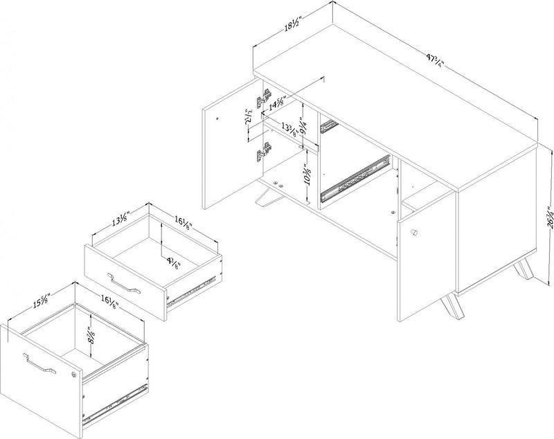 Helsy 2-drawer Credenza With Doors - Natural Walnut
