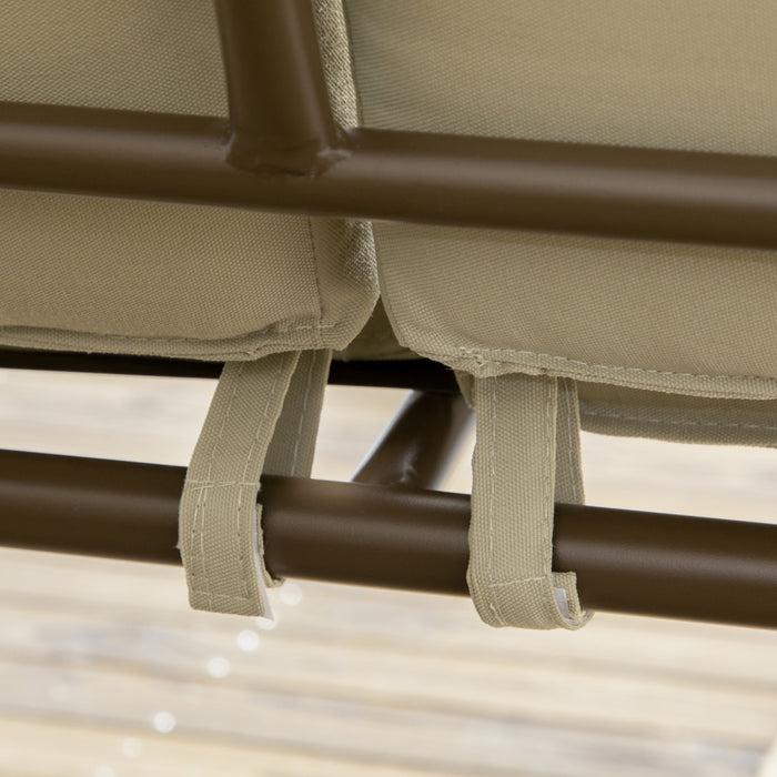 Outsunny 3-seat Patio Swing Chair, Outdoor Canopy Swing Glider With Cushion, Pillows And Adjustable Polycarbonate Canopy For Porch, Garden, Poolside, Backyard, Khaki