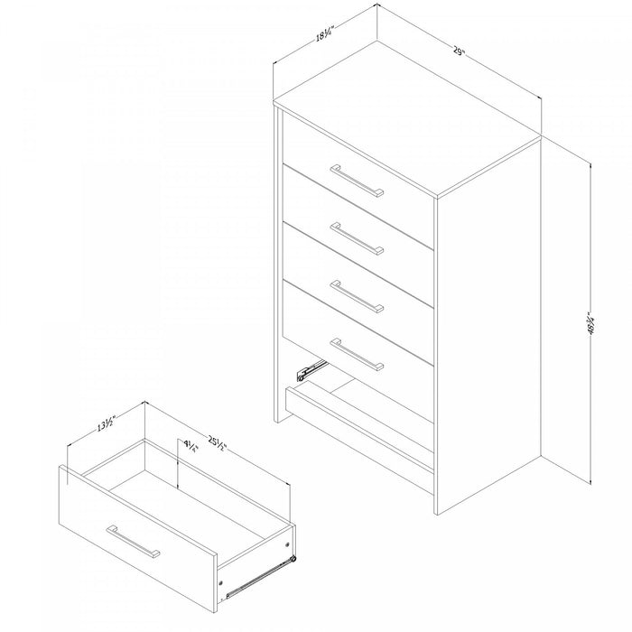 Londen 5-drawer Chest - Natural Mango