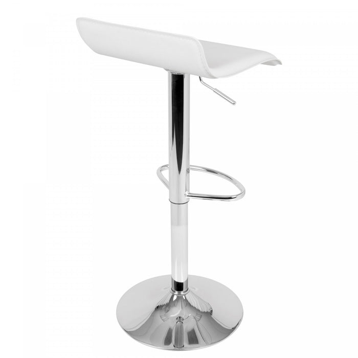 LumiSource Ale White Fabric Contemporary Adjustable Height Barstool with Swivel - Set of 2