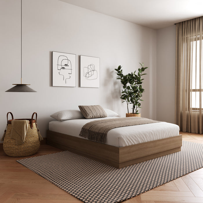 Nordika Milano Platform Queen Bed - Brown Oak