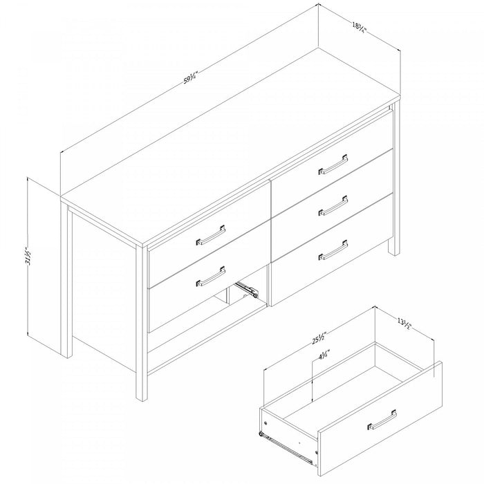 Gravity 6-drawer Dresser - Natural Mango