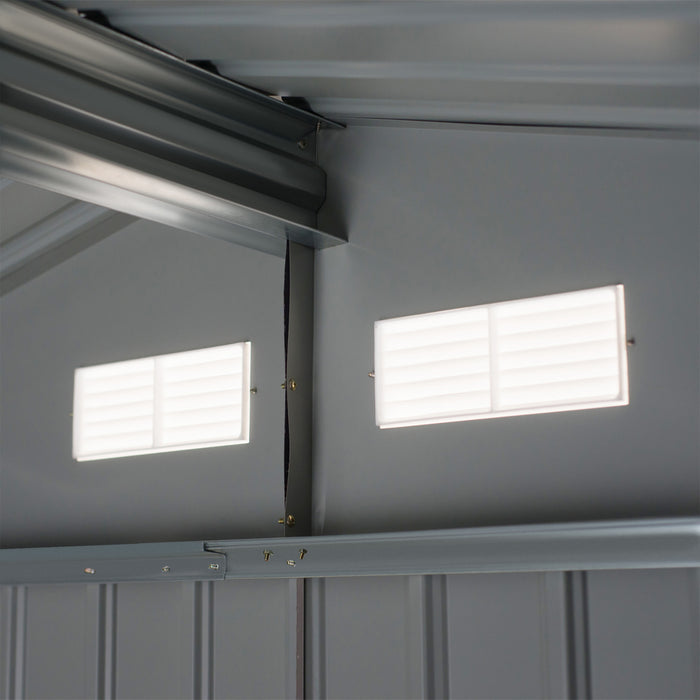 Outsunny 9' X 6' Garden Storage Shed With Floor Foundation, Metal Tool Storage House With Double Doors For Outdoor Patio Yard, Gray