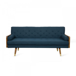 Aidan 3-seater Tufted Fabric Sofa With Foam Cushions - Navy Blue
