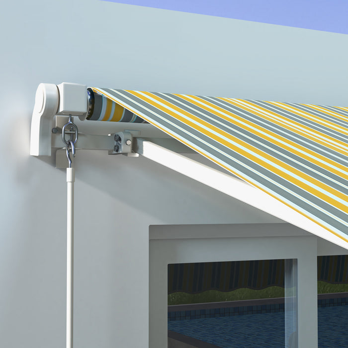 Outsunny 10' X 6.5' Retractable Awning With Led Lights, Uv40+, Yellow/grey