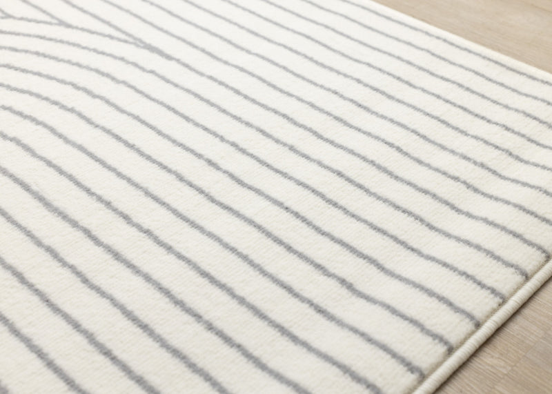 Forte White Grey Curved Arches Indoor Area Rug - 6'7\" x 9'6\"