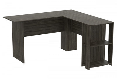 55” Computer Desk With Storage And 2 Shelves - Dark Grey | Bureau d’ordinateur de 55 po avec rangement et 2 tablettes - gris foncé