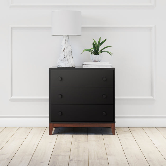 Prepac Nordik 3-Drawer Nightstand - Black and Cherry