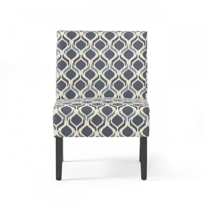Oliver Linen-look Fabric Accent Chair Set Of 2 With Rubberwood Legs - Blue