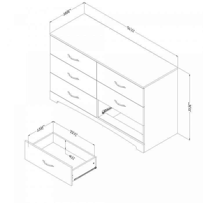 Step One 6-drawer Dresser - Pure White