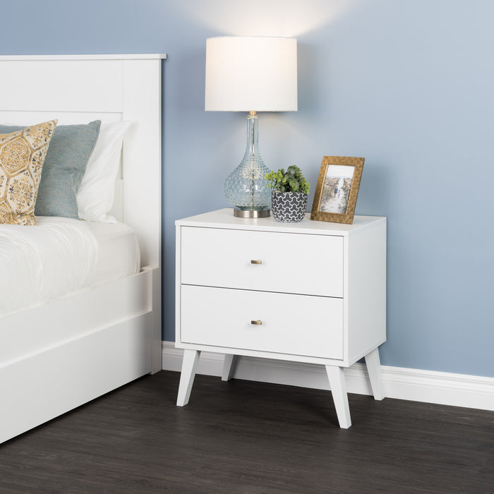 Milo 2-Drawer Nightstand - White
