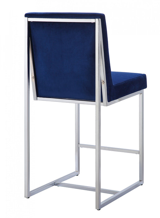 Luxembourg Counter Height Chair, Blue & Chrome (set of 2)