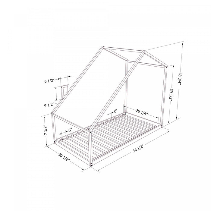 Sweedi House Bed with Chimney - Black