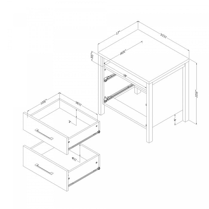 Gravity 2-drawer Nightstand - Pure White