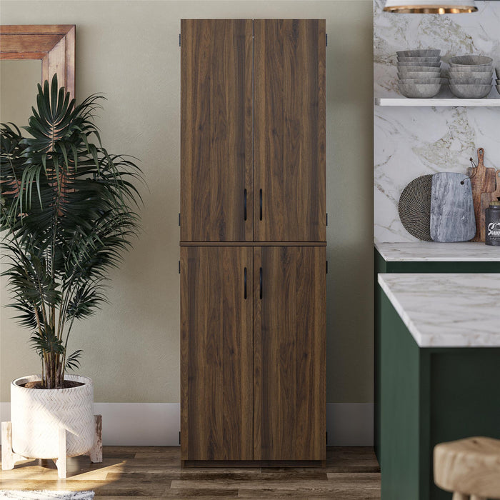 Ameriwood Home 72\" 4-Door Storage Cabinet - Walnut