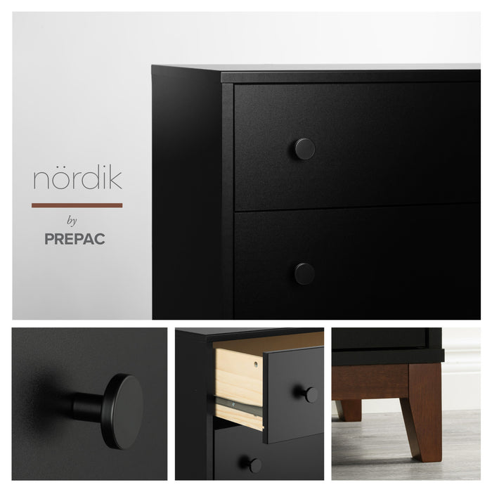 Prepac Nordik 3-Drawer Nightstand - Black and Cherry