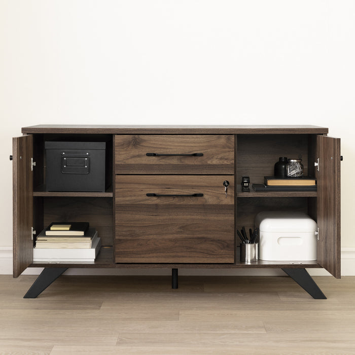 Helsy 2-drawer Credenza With Doors - Natural Walnut