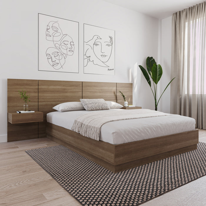 Nordika Milano Floating Nightstand Extension Panel Set Of 2 - Brown Oak