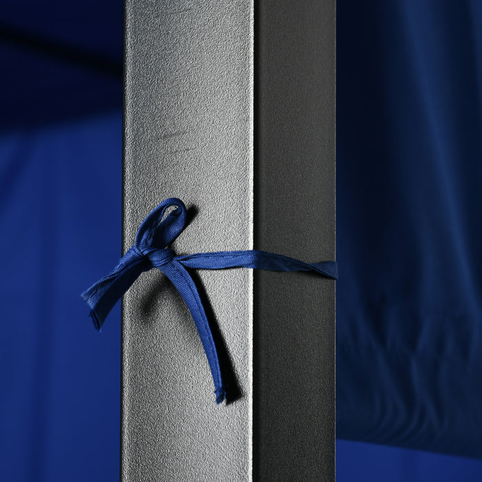 Outsunny Patio Furniture W/ Retractable Canopy Pergola Sofa Set, Blue