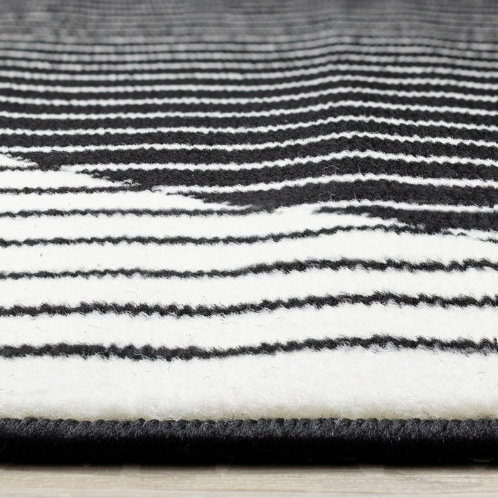 Forte Black White Stripes Contrasting Modern Area Rug - 7'9\" x 10'6\"
