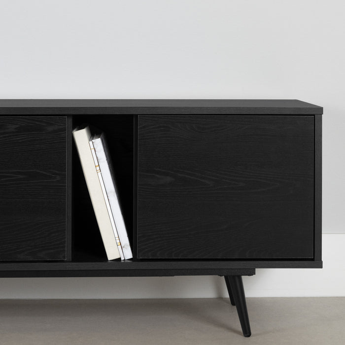 Mezzy 71\" TV Stand with Doors - Black Oak