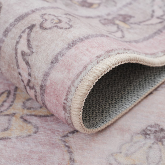 Aqua Pink Washable Non-slip Low Pile Area Rug 8'x10'