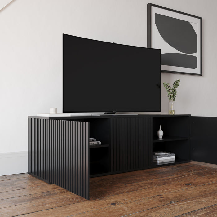 Nordika Trelisse 60\" TV Stand with 3 Doors - Black
