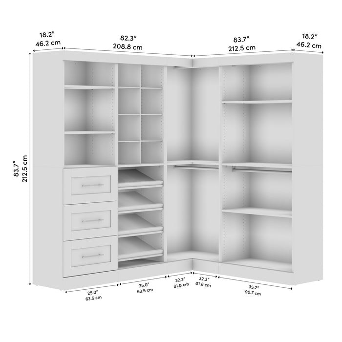 Bestar Pur 83 W Walk-In Closet Organizer - White