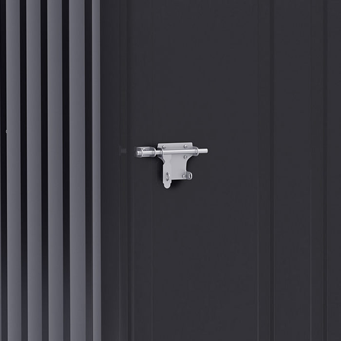 Outsunny 3.3' X 3.4' Lean-to Garden Storage Shed, Outdoor Galvanized Steel Tool House With Lockable Door For Patio, Backyard Lawn, Dark Gray