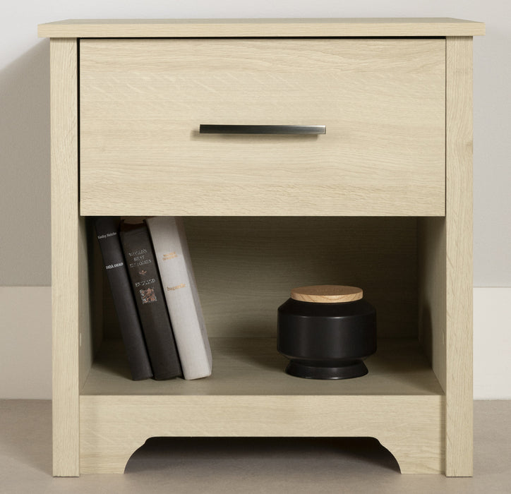 Fusion 1-drawer Nightstand - Bleached Oak