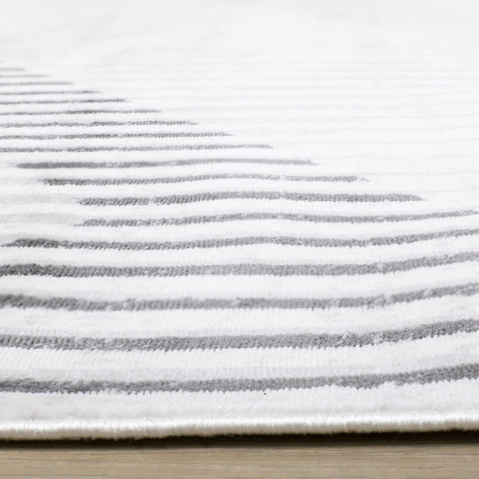 Washable Multi-Coloured Basketweave Lines Area Rug - 7'10\" x 10'6\"