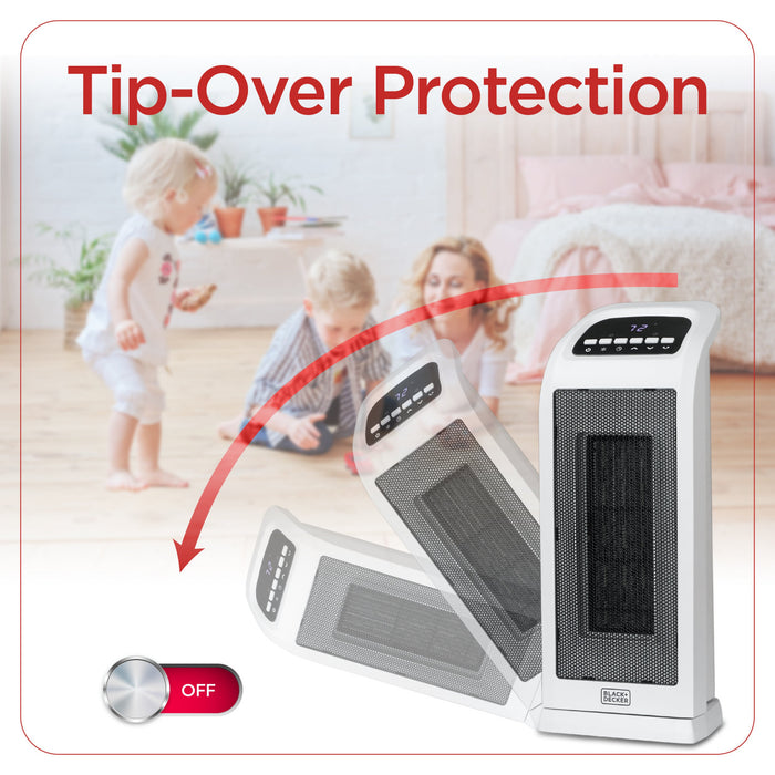 Black+Decker 18.7\" Oscillating Ceramic Tower Heater with Remote